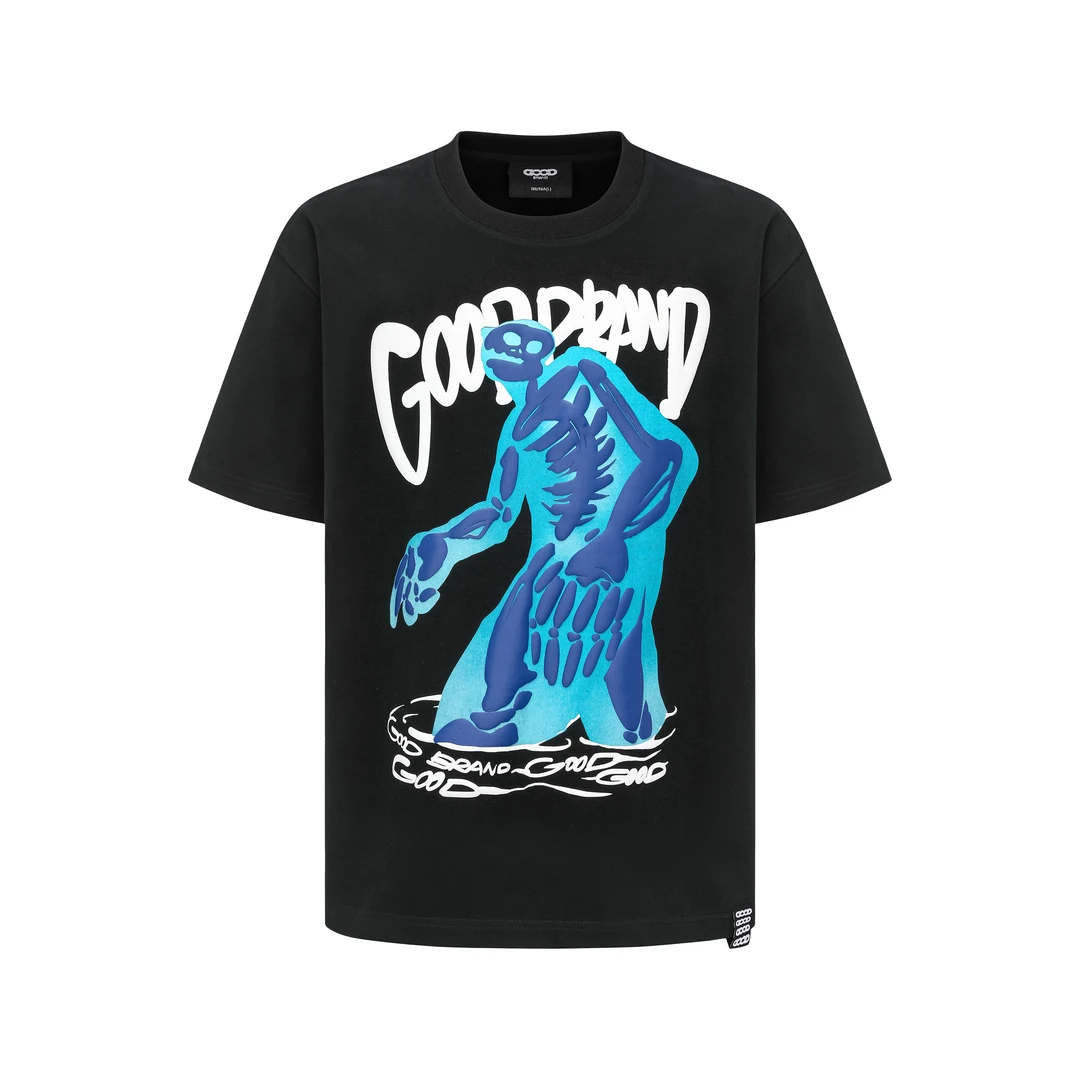 GB-GOODBRAND25SS律动骷髅发泡轻奢时尚高级感T恤男女good短袖