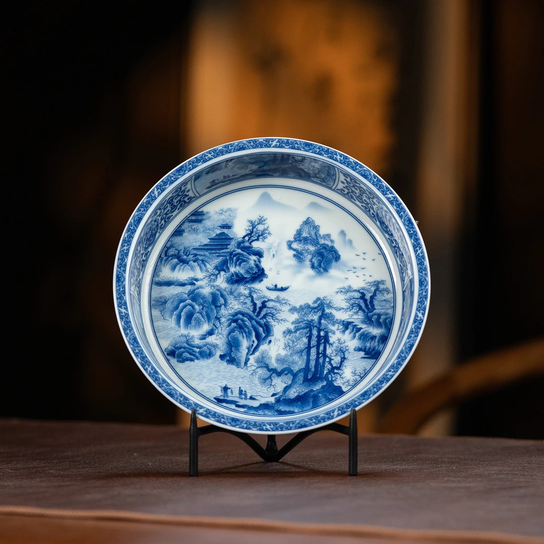 【利贞｜青花山水有人家壶承】陶瓷壶承 直径19cm 福利系列DC