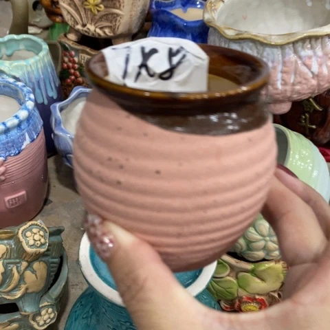 陶瓷磨砂小盆红色11313313