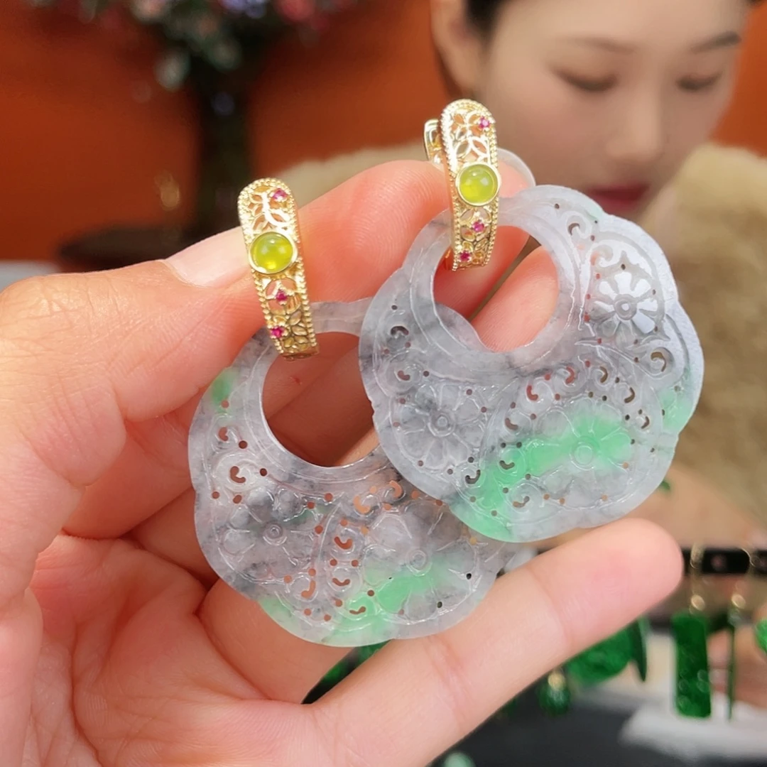 翡翠未镶嵌耳饰饰品