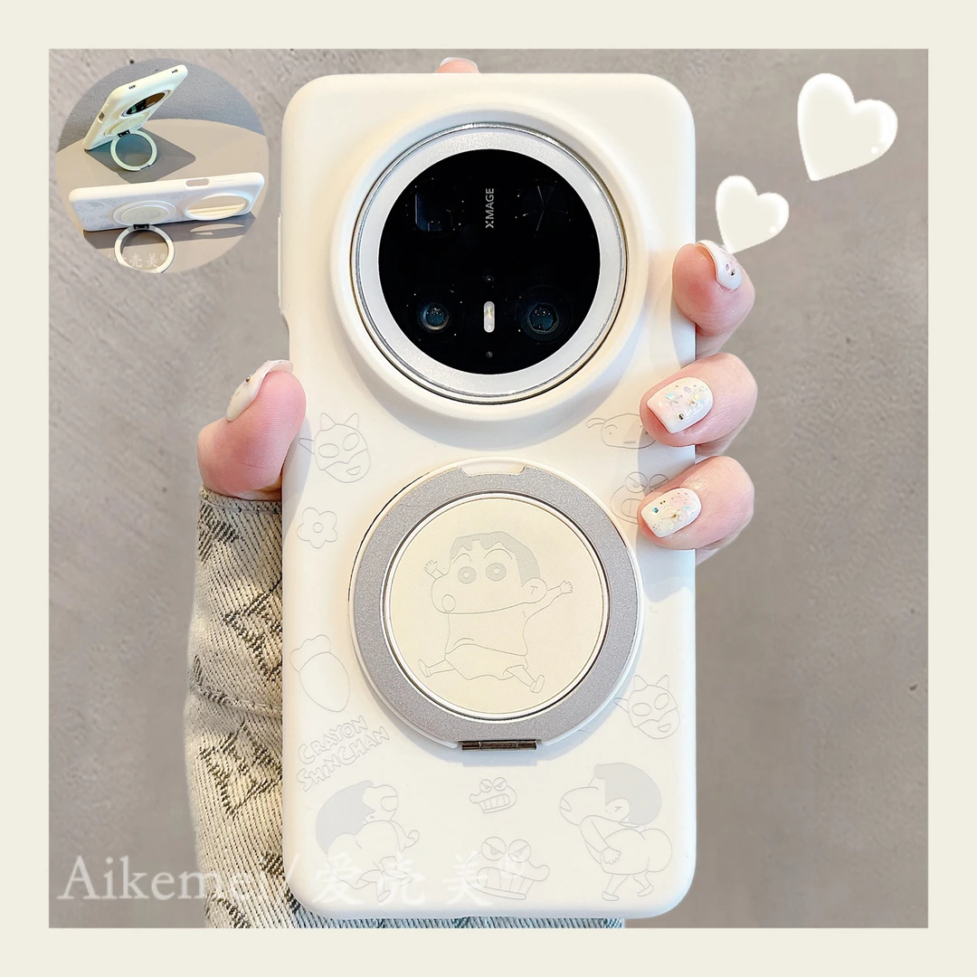 适用华为mate70pro+手机壳液态硅胶mate60pro+小新旋转磁吸支架女
