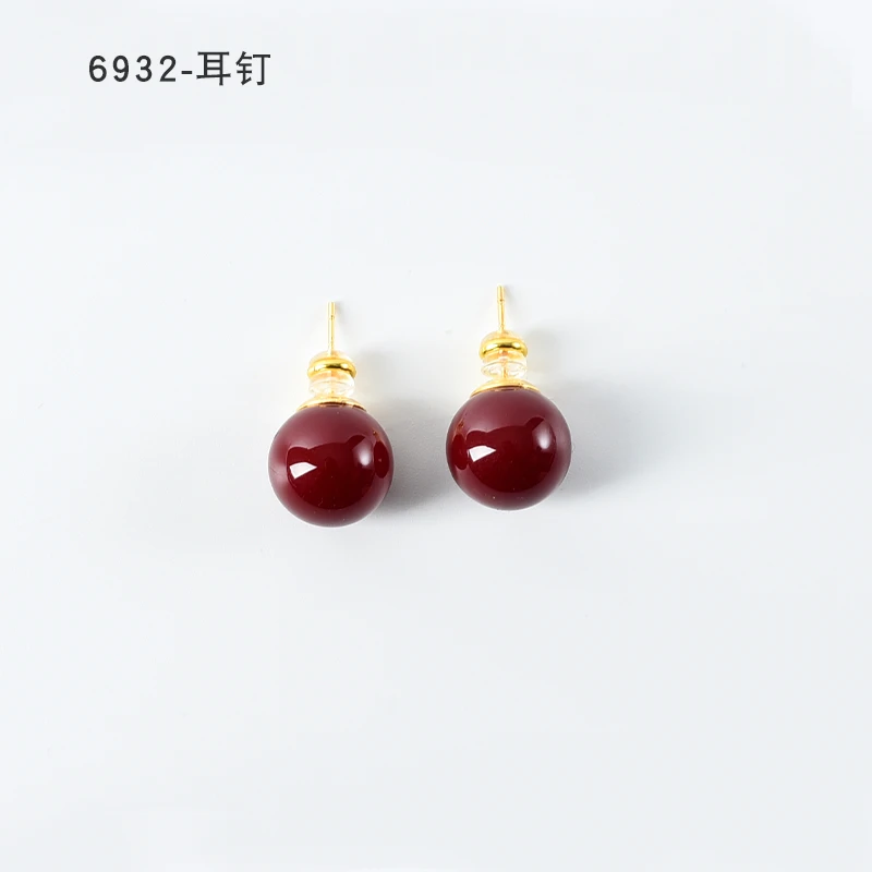 铜合金耳饰 简约镶嵌个性气质耳环小众设计高级感耳钉耳饰～6932