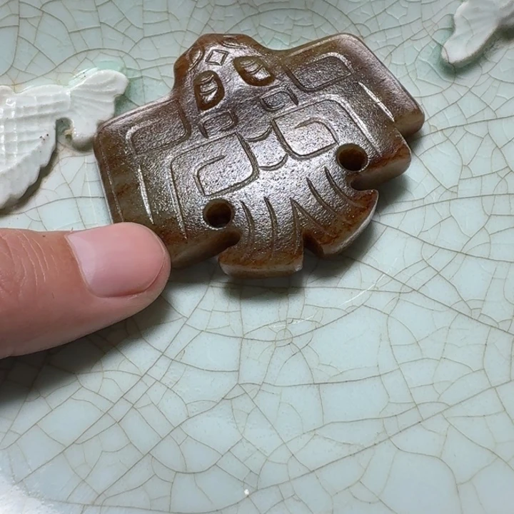 南***浪瓷片双鱼青瓷开片大碗