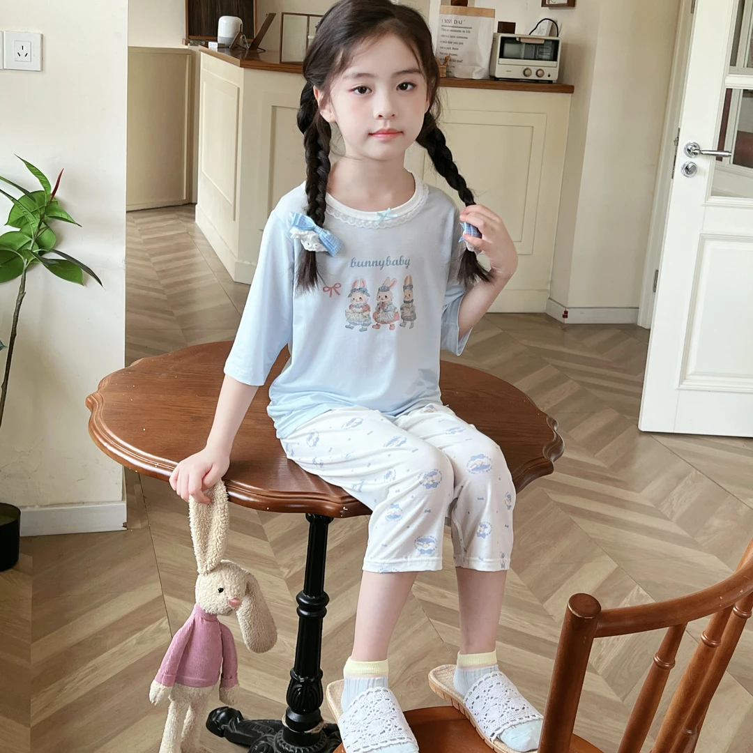 【童漫】7A抗菌其其宝宝夏季优可丝莱赛尔儿童七分宝宝家居服空调服