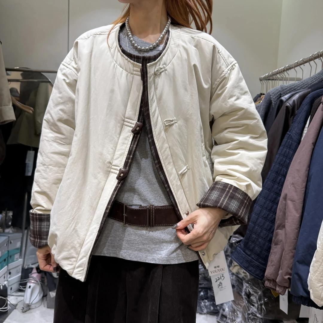 075轻薄棉服棉衣短款女休闲宽松2025年秋冬新款小个子拼接棉衣