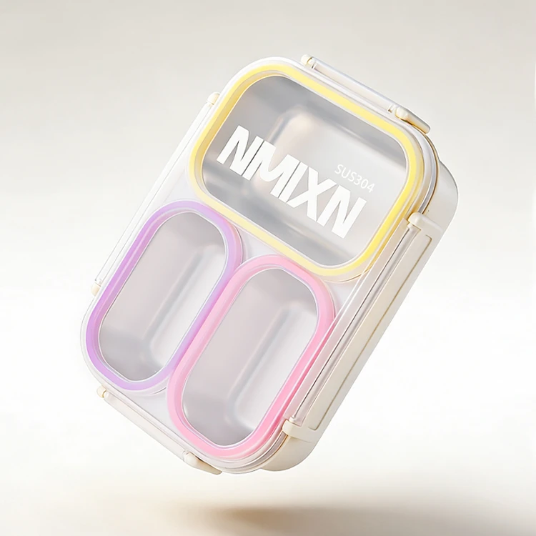 保真304不锈钢三仓独立密封餐盒便当盒便携不串味学生上班族打饭