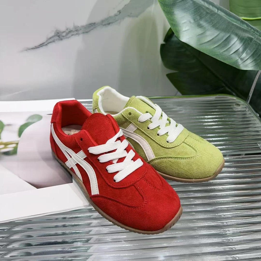 夏季新款百搭透气拼色厚底复古休闲运动德训鞋555-6