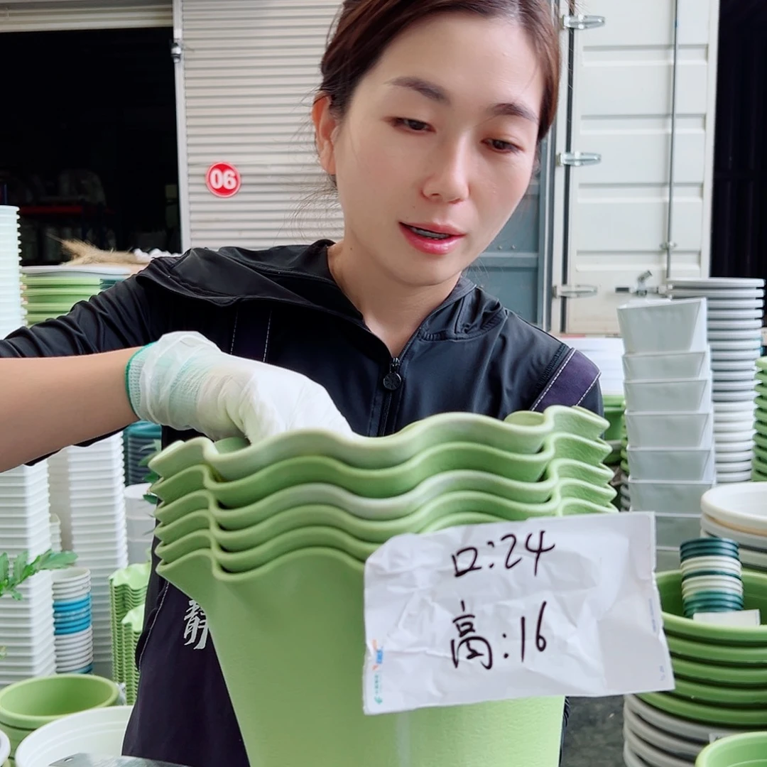 瑕疵荷叶盆3#果绿6个无托