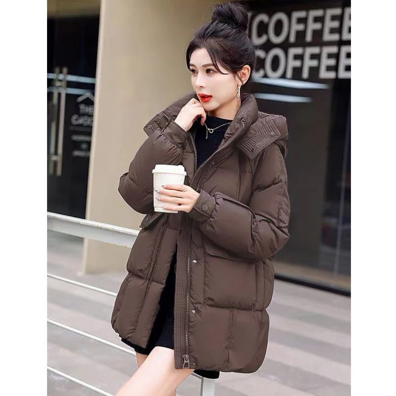 中长款棉服女小个子洋气2025冬新款小众设计感高端棉袄厚外套