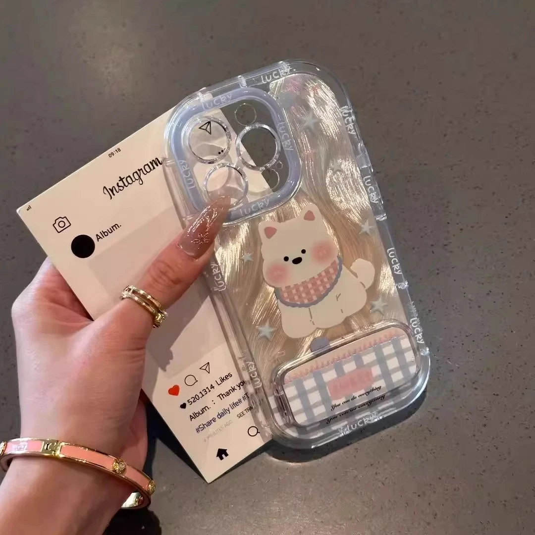 适用苹果16promax手机壳新款蓝格纹西高地iPhone15pro高