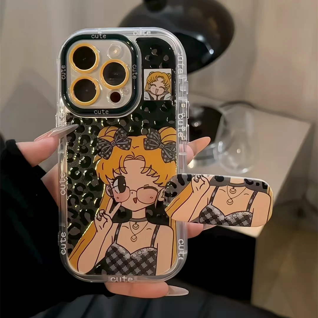 格纹裙月野兔适用苹果16华为p70oppo小米15vivo羽纱奶油手机壳