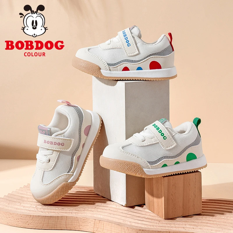 BOBDOG COLOUR/巴布豆卡乐年货节断码清货中网面休闲鞋儿童运动鞋