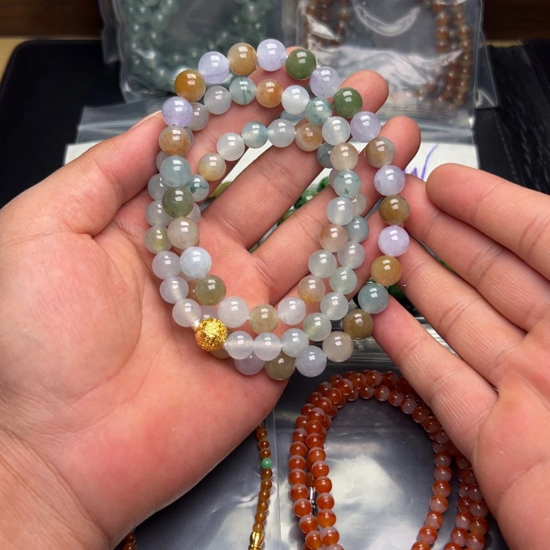 定制翡翠未镶嵌多宝项链