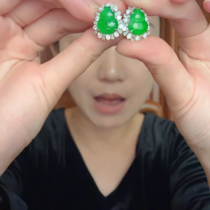 翡翠银S925镶嵌吊坠(不含链)耳饰