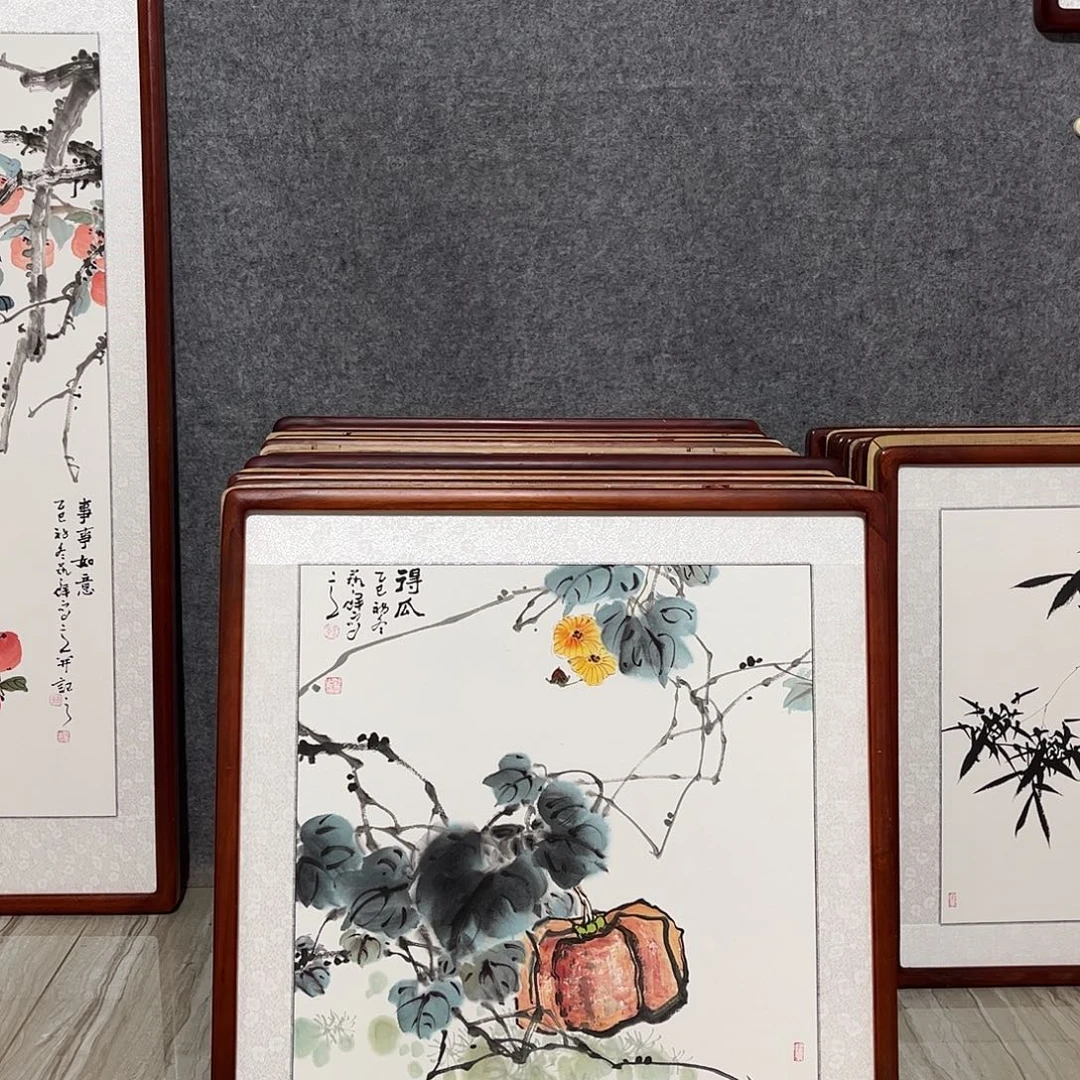 国画书画作品带框63×63