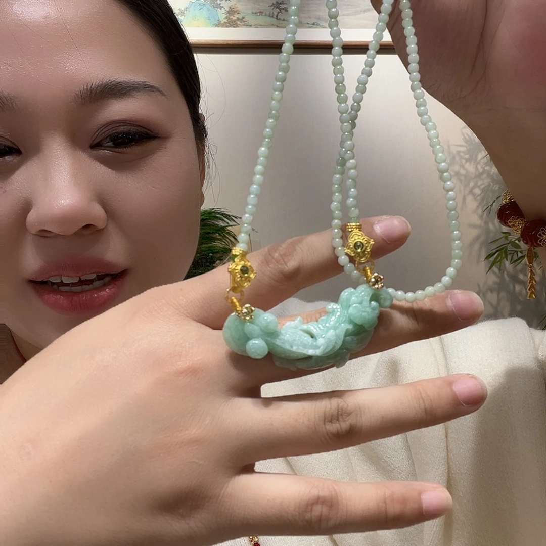 1***萌翡翠未镶嵌吊坠(赠链)国风