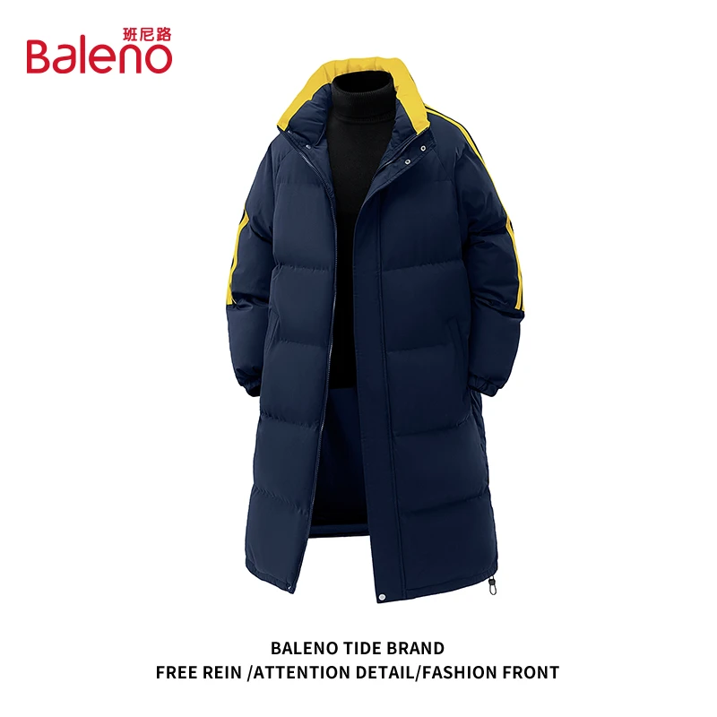 班尼路潮牌中长款过膝立领棉服2025冬季新款男款加厚保暖情侣棉衣