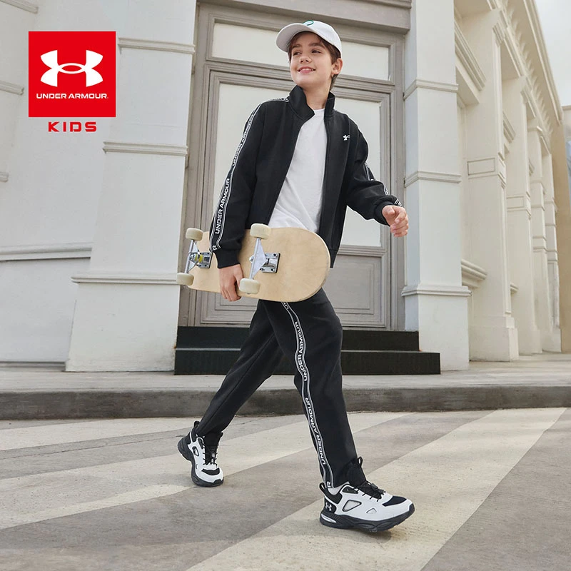 Under Armour/安德玛春秋宽松男女运动卫衣舒适休闲套装儿童条纹