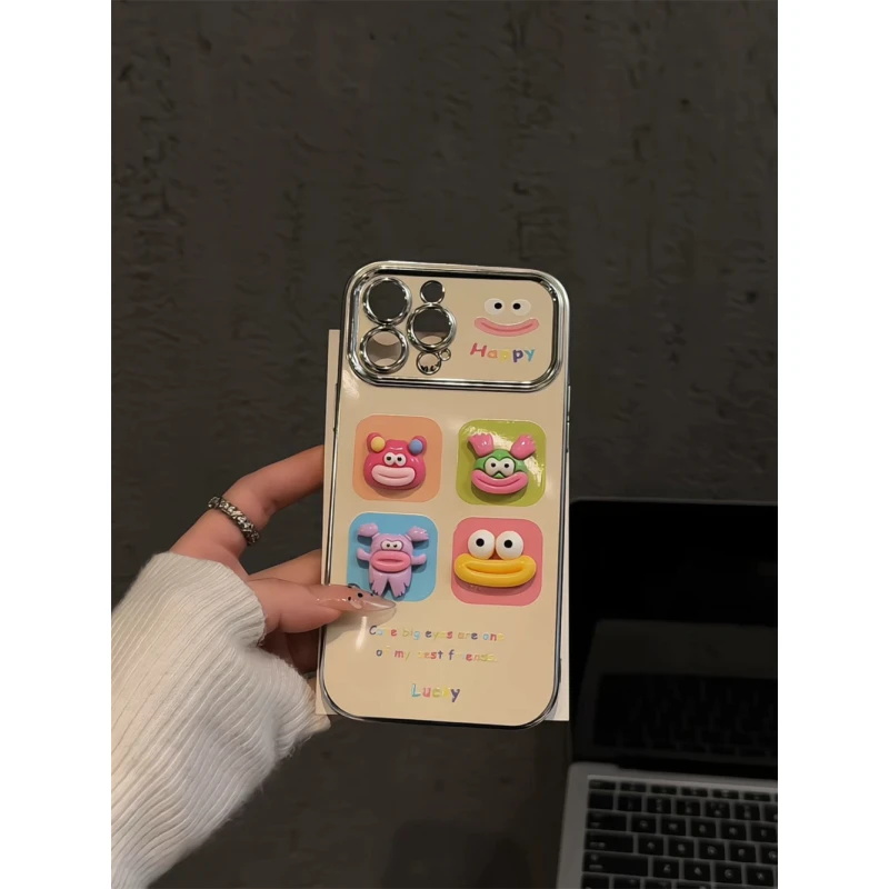 适用苹果16pro手机壳iPhone15创意6D视窗华为p60女四宫格大嘴小众