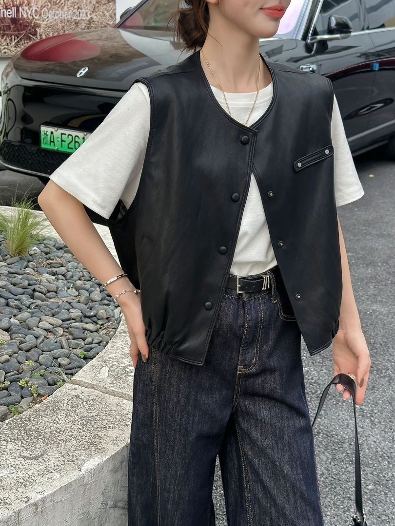 0920-13  女士气质百搭时尚甜酷皮马甲   XEZX  05