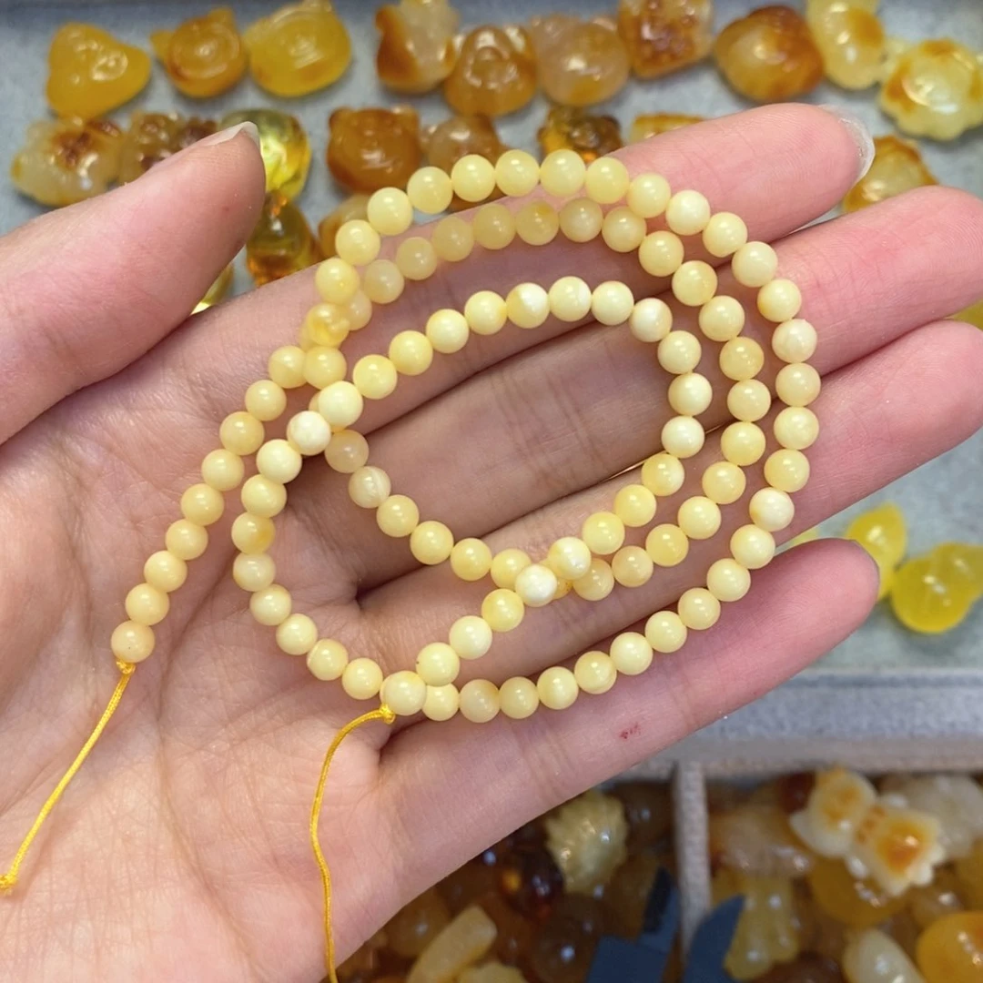 蜜蜡颈饰未镶嵌白链子