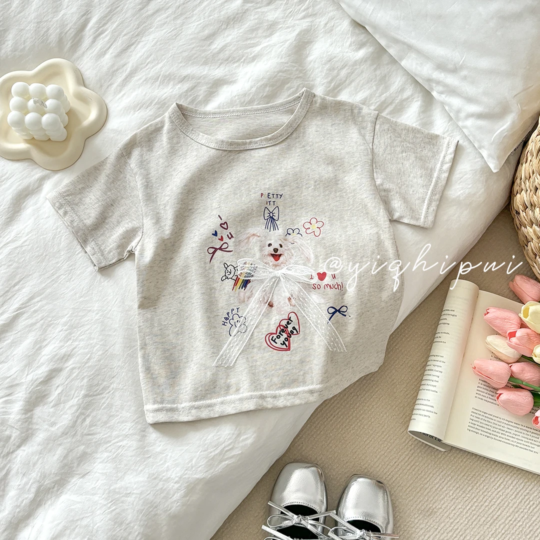 【蝴蝶狗】夏季女宝短袖T恤棉质甜妹上衣冰爽雪花棉亲子T