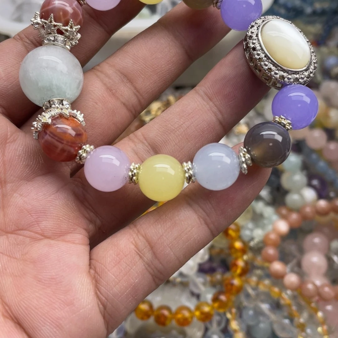 银S925镶嵌手链烟晶