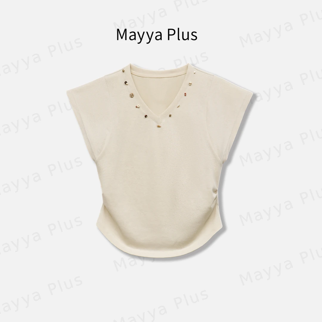 【氧气派】Mayya Plus麦芽定制轻奢气质显瘦欧若风T恤32528236