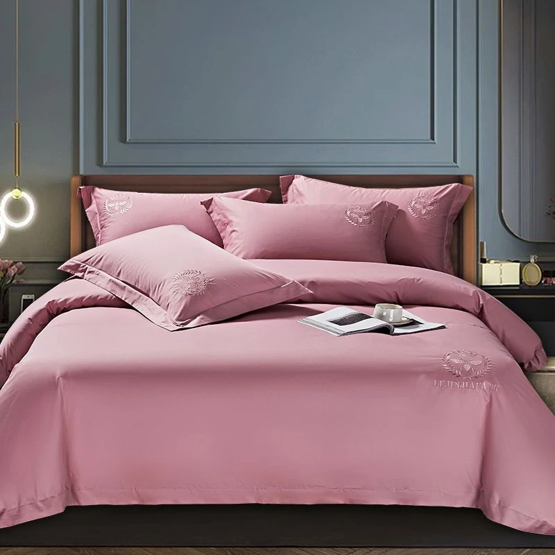 A类100支贡缎长绒棉四件套纯棉被套被罩全棉床单高档床上用品四季