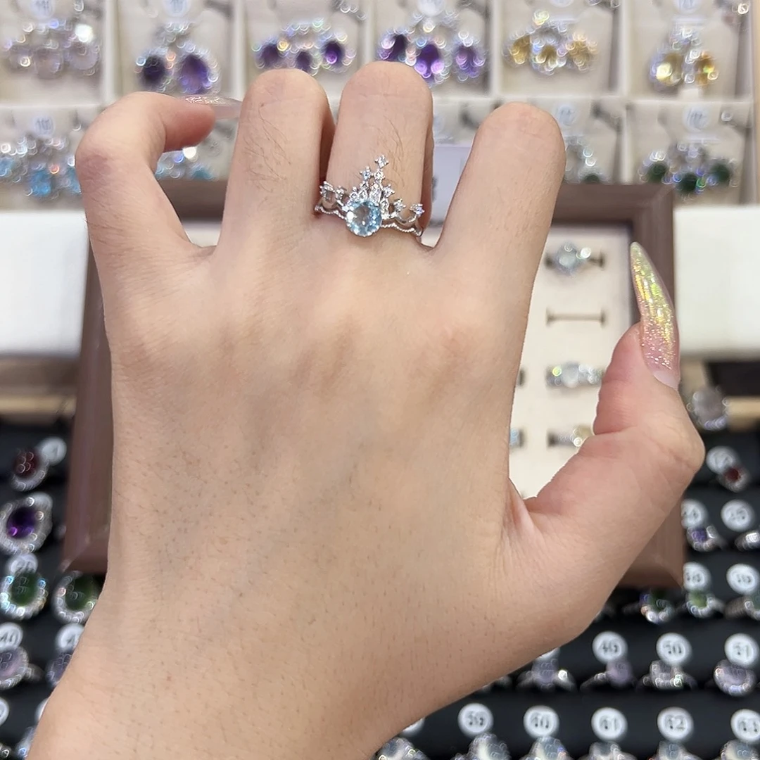 戒指托帕石银S925镶嵌