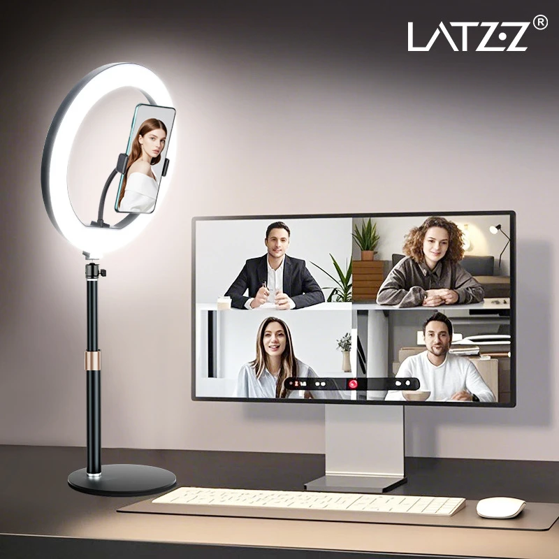 手机桌面直播补光灯主播专用直播灯落地美颜灯环形人像面部打光灯