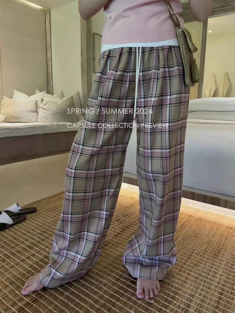 KW【NO退换】直筒格子裤