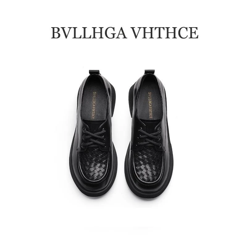 【芯片】设计师新款时尚百搭胎牛皮编织款系带乐福鞋女鞋 27072