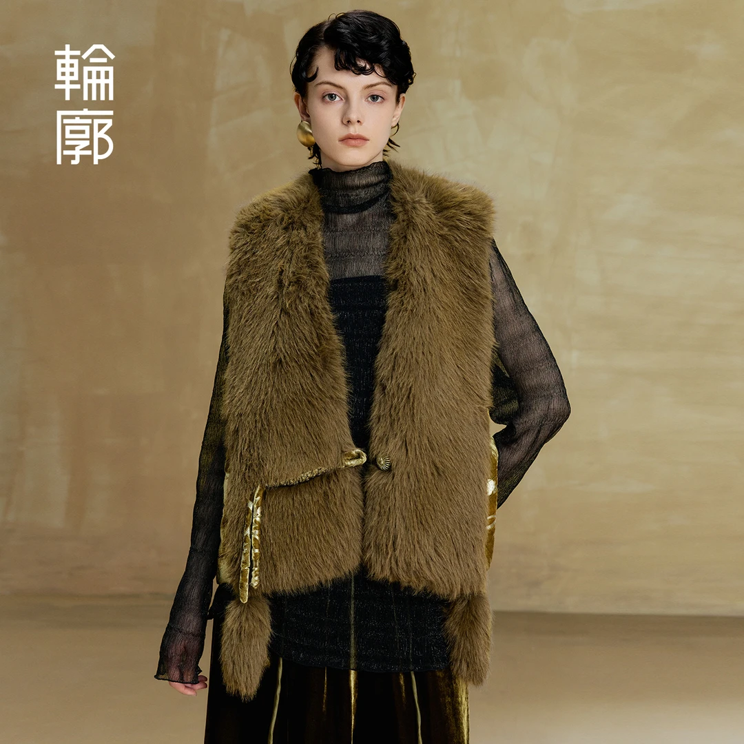 轮廓花千树棉马甲女士加厚中式国风重工外穿氛围感马夹冬L254Y008