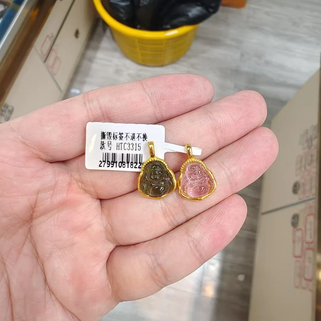 碧玺足金镶嵌佛公 碧玺吊坠+HTC 多样性发其一