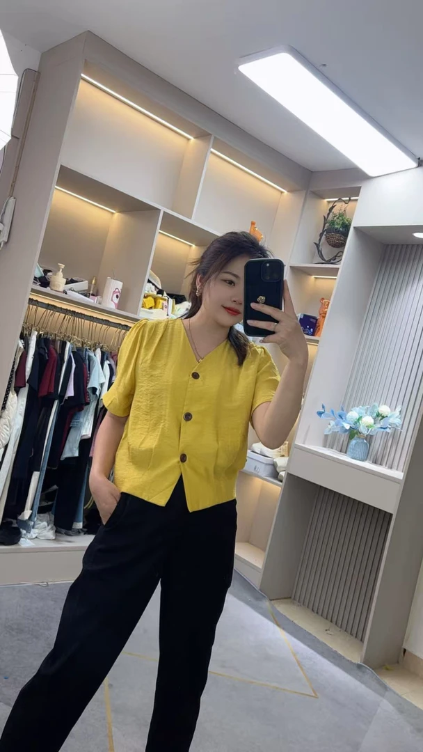 夏季新款时尚V领短袖上衣819