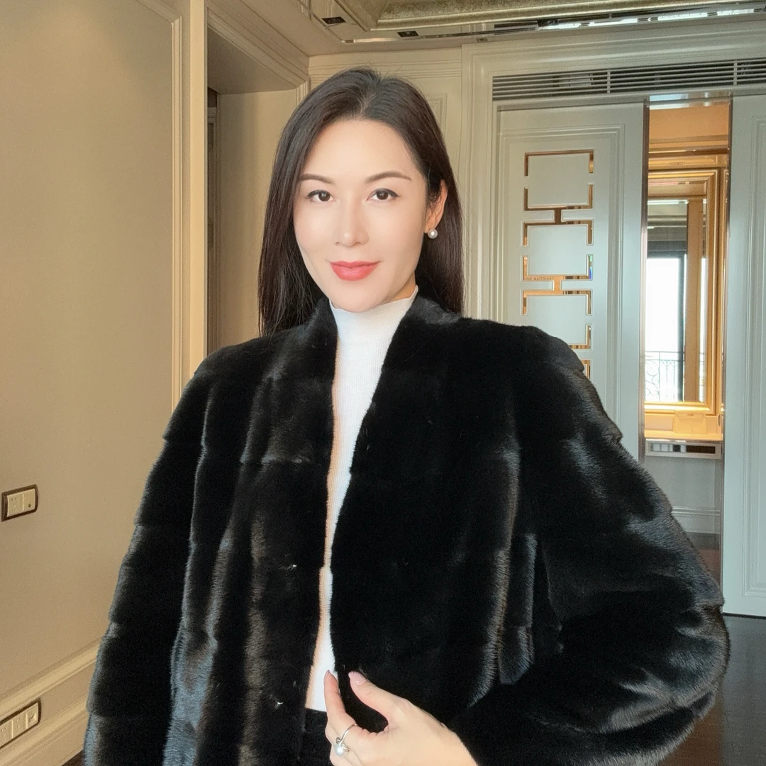 人造皮草 【北美宝嘉美】高奢V领横排水貂外套CD2167724