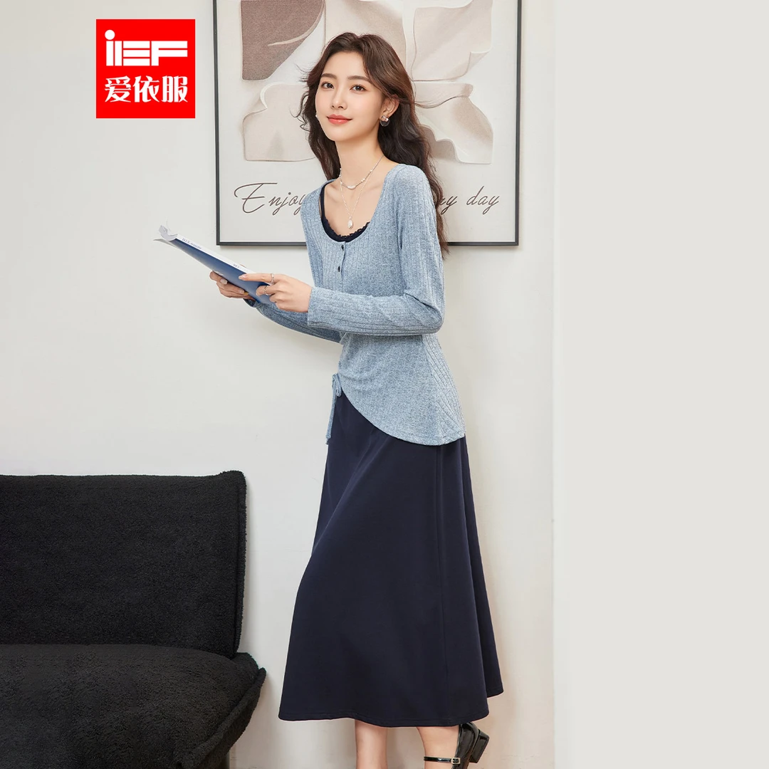 IEF/爱依服2025新款秋时尚高显瘦女人味通勤风针织里外套裙