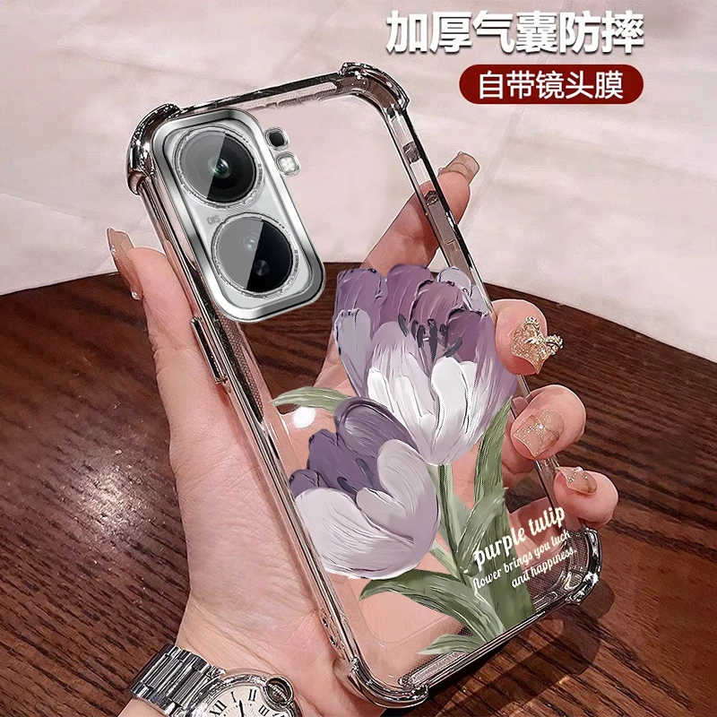轻奢花朵适用iqooneo10pro+手机壳四角防摔 neo10pro全包带镜头膜