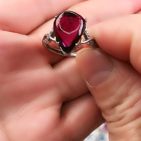 戒指银S925镶嵌石榴石