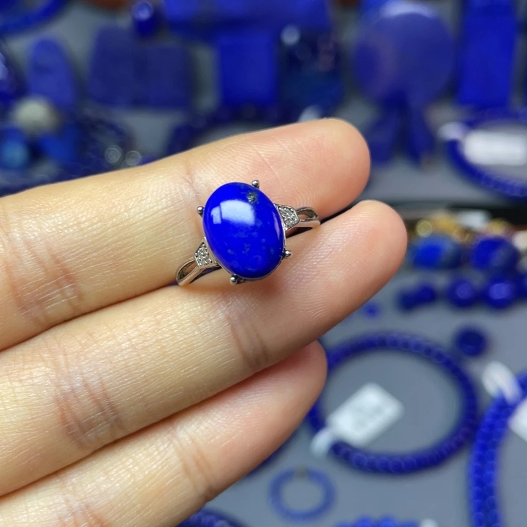 青金石银S925镶嵌戒指（可调节）