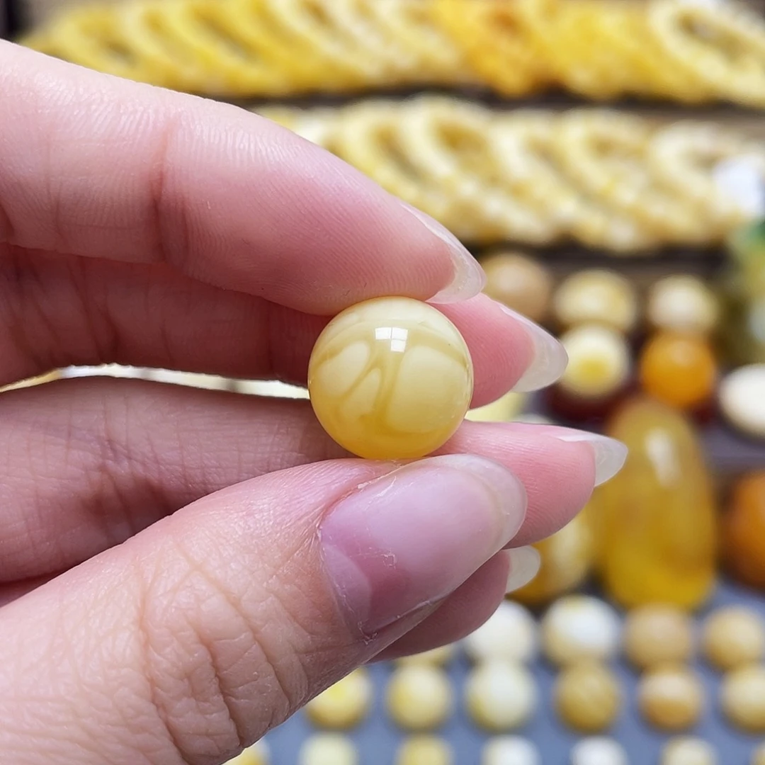 未镶嵌琥珀裸石蜜蜡圆珠13.3mm