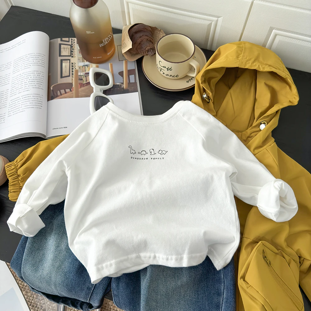 男女童秋季新款长袖儿童春秋卡通印花T恤上衣痞帅学院风宽松百搭