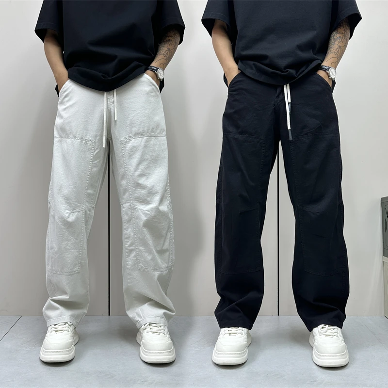 昊Studio夏季薄款休闲凉快脏脏休闲美式裤子日系百搭高街纯色长裤