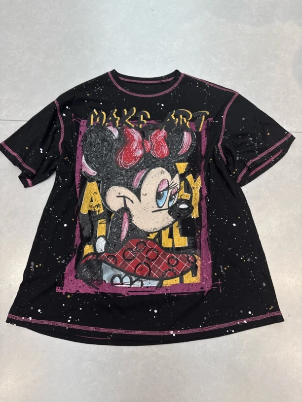 女士新潮风短袖摇滚透气显瘦T恤针织印花时尚