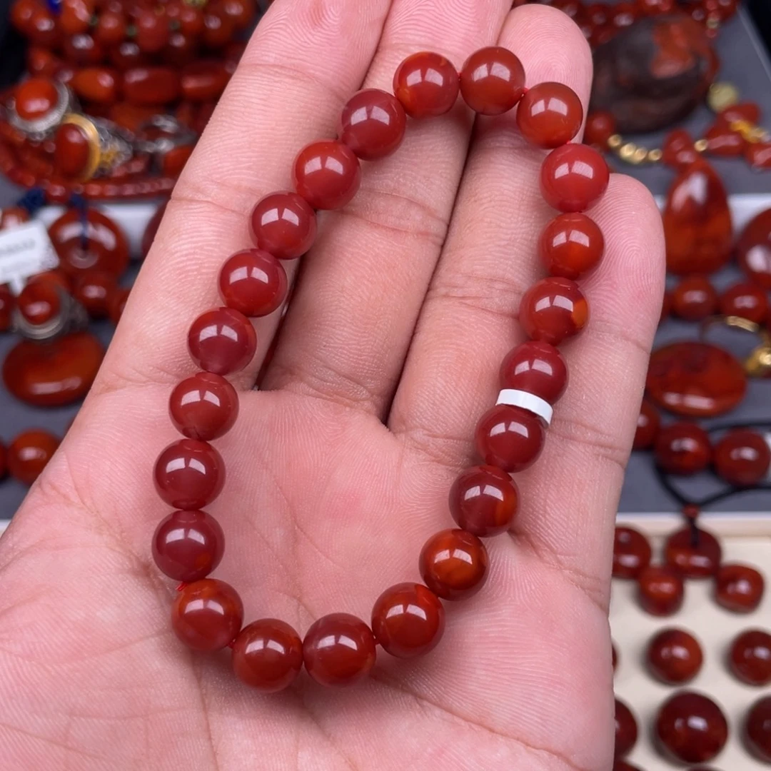 南红玛瑙未镶嵌瓦西南红圆珠手串9mm