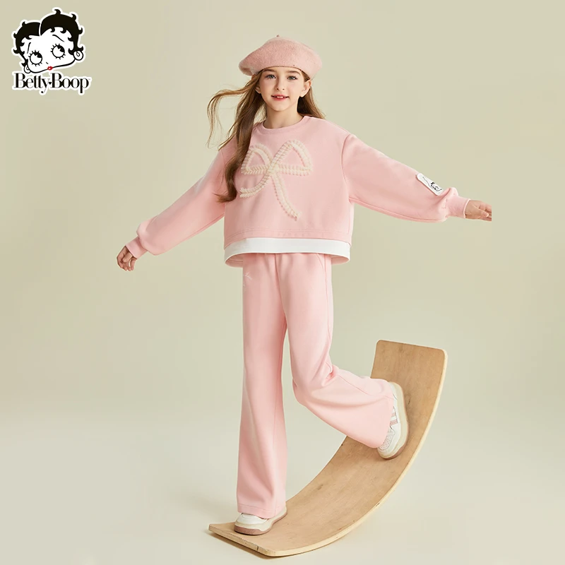 贝蒂女童春秋季蝴蝶结卫衣卫裤两件套2025年女大童儿童套装25031