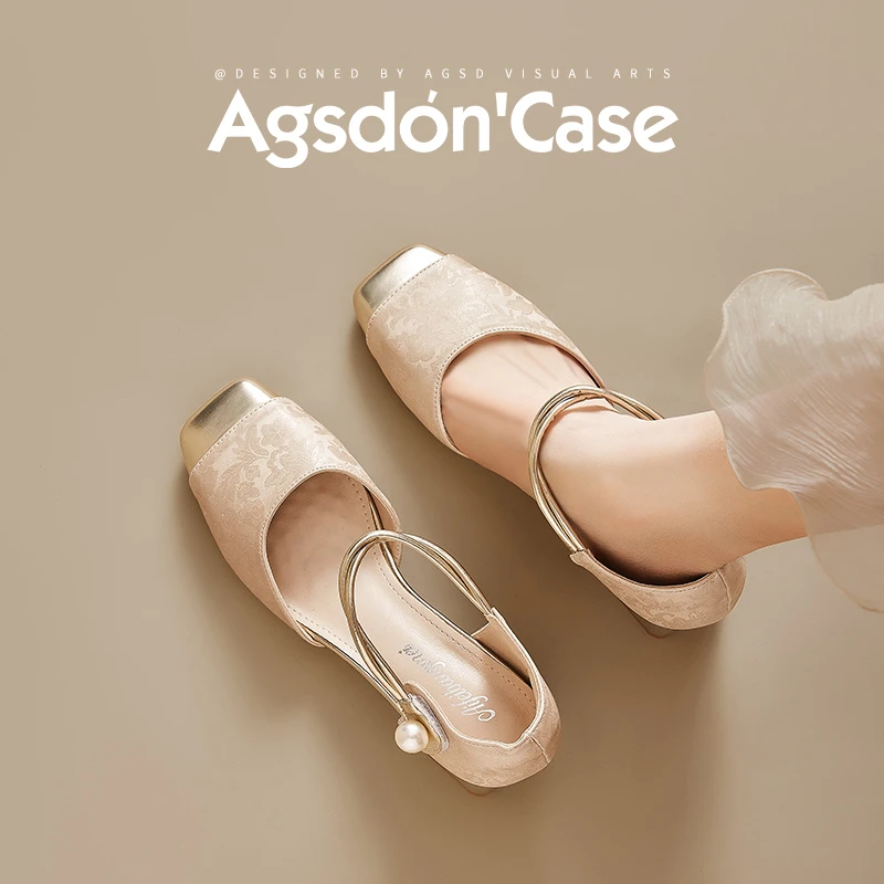 Y奥古狮登玛丽珍凉鞋女外穿2025新款夏季芭蕾新中式一字高跟单鞋Y