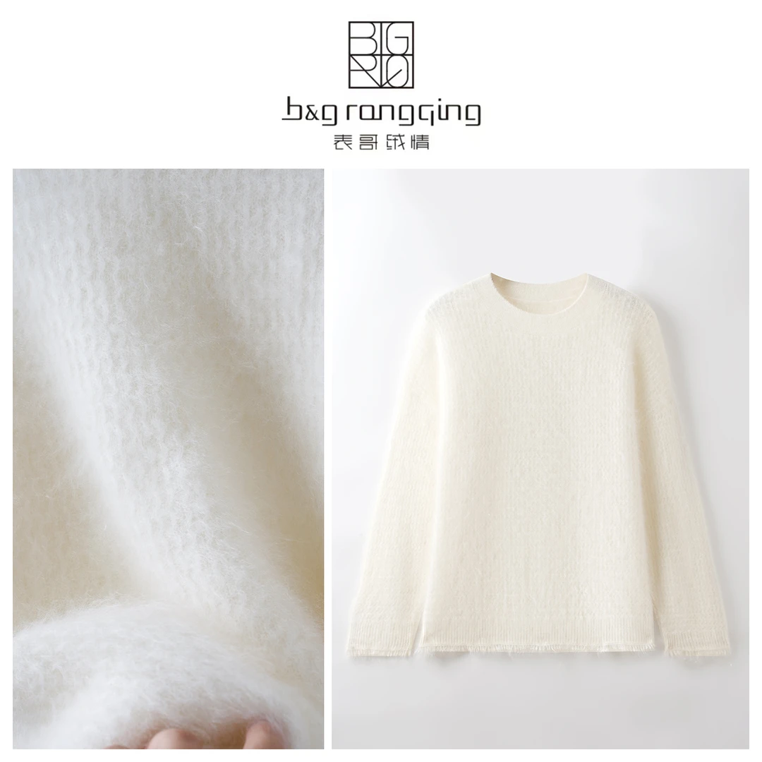 表哥绒情100山羊绒圆领套头波点简约风高级慵懒感羊绒衫