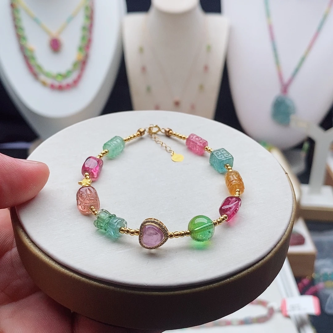 碧玺手链18K金镶嵌碧玺手链